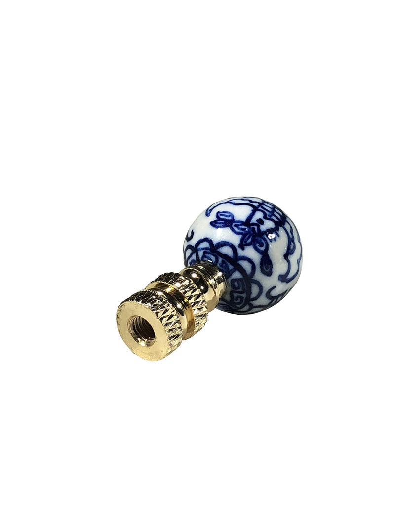 Royal Designs, Inc. Decorative Chinoiserie Blue and White Lamp Finials (Asian Motif - 2 Pk) Asian Motif - 2 Pk