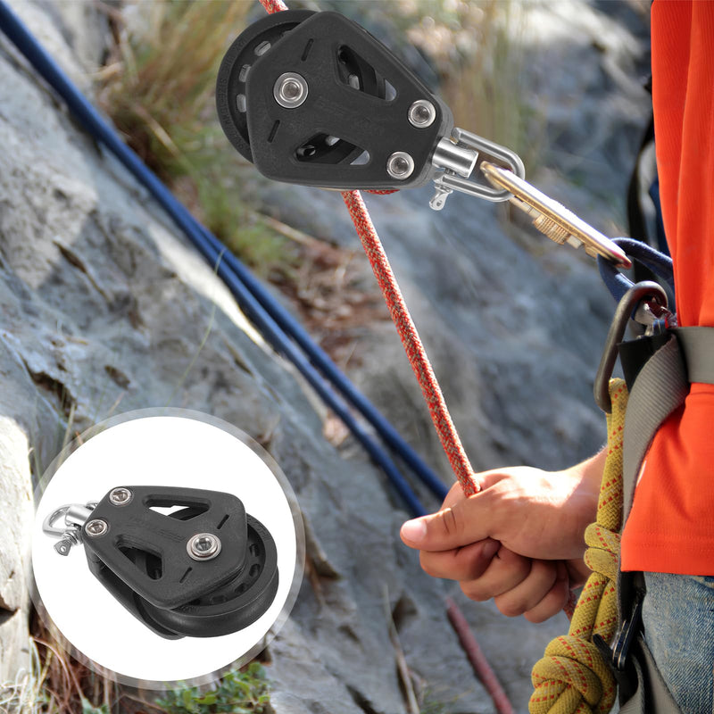 ULTECHNOVO Stainless Steel Nylon Marine Pulley,Pulley Block Rope Rope Runner Kayak Pulley Single Pulley Bearing Block Rope Black