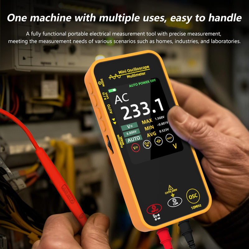 OS1 Digital Oscilloscope Multimeter 10MHz Bandwidth Handheld oscilloscope with 48MSa/s Sampling Rate 3.2” TFT LCD Rechargeable Multimeter Capacitance Diode Ohm Voltage Tester