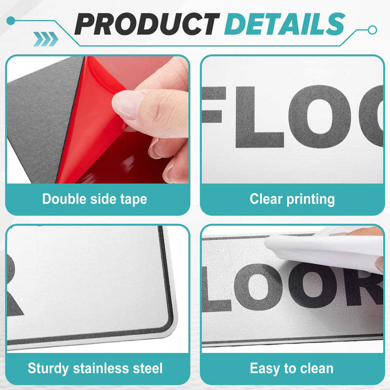 Blulu 2nd Floor Sign with Double Sided Tape Stainless Steel Floor Number Sign for Door 2.76 in x 7.87 in Durable Metal