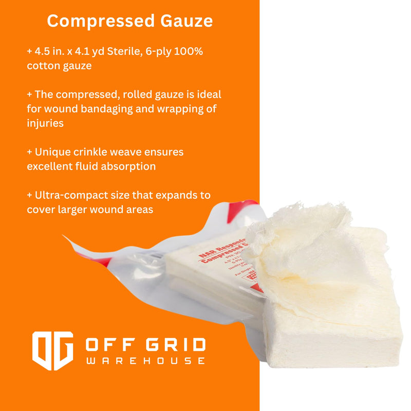 NAR Individual First Aid Kit | C-A-T Tourniquet, Trauma Dressing, Gauze | Vacuum Sealed, Clear