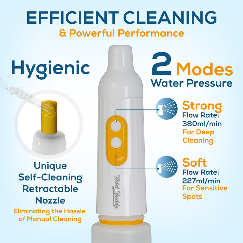 Portable Bidet | Bidet Buddy™ PureJet | High Pressure | Travel Bidet | 550ML Portable Bidet for Travel | Handheld Bidet | Rechargeable Electric Portable Bidet for Women & Men (Arctic White) Arctic White - NewNest Australia