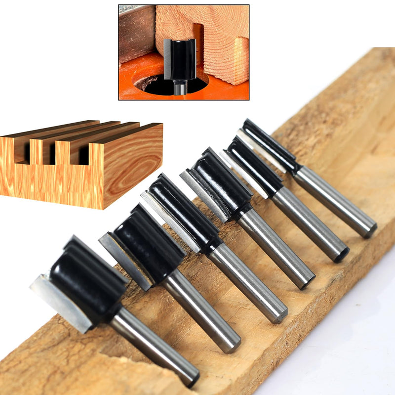 6Pcs Straight Router Bit Set 1/4 Shank, Double Flute Straight Bit Dado Straight Cut Router Bit, Cut Dia 3/4", 5/8", 1/2", 3/8", 5/16", 1/4", Straight Router Bit for Woodworking Groove by SICWOOD 6pcs straight bit 1/4 shank