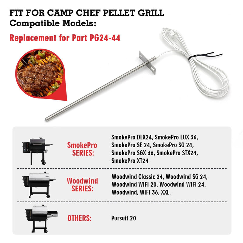 Temperature Probe Sensor RTD Replacement Parts for Camp Chef Wood Pellet Smoker Grills, Replace for Part PG24-44