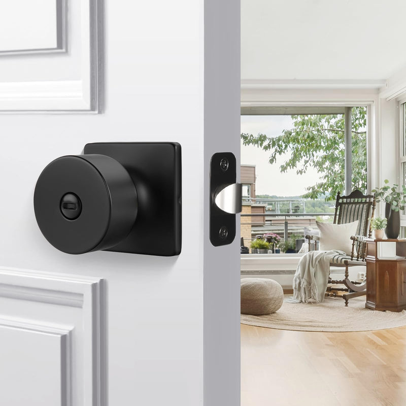 Goldenwarm Matte Black Door Knobs Interior, Privacy Door Knob for Bedroom Door Knob, Black Interior Door Knobs Privacy Lock 4 Pack