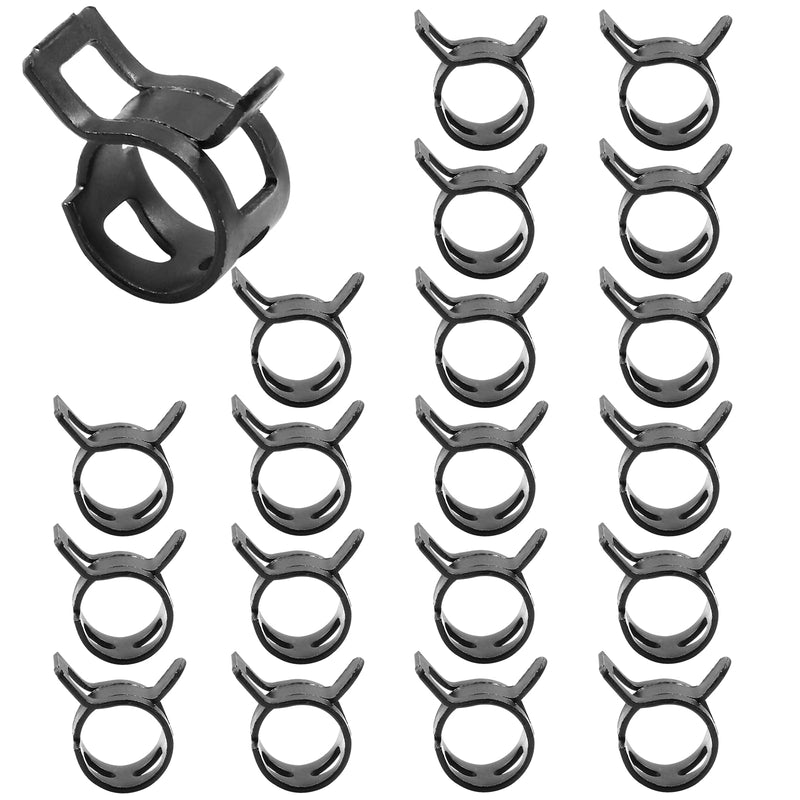 20 Pcs 3/8 Inch ID Spring Band Type Clamps, 10mm Fuel Hose Clamps Fasteners, Black Spring Hose Clip for Fuel Hose Line Water Pipe Air Tube Hose 20pcs - Black