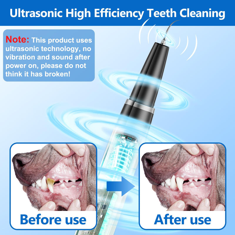 Dog Plaque Remover for Teeth,Pet Ultrasonic Tooth Cleaner,Teeth Cleaning Kit -Tartar Remover for Teeth Stains for Dogs and Cats (Black) Black - PawsPlanet Australia