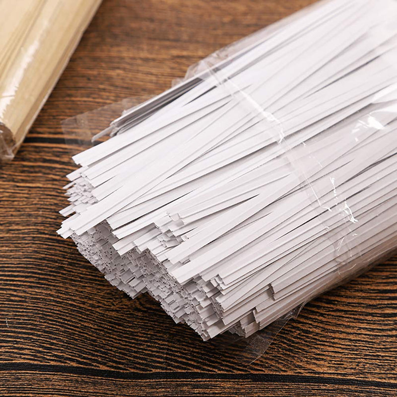 CandyHome 1000 Pcs 6" Paper White Twist Ties Reusable Bread Ties for Party Cello Candy Coffee Bags Cake Pops