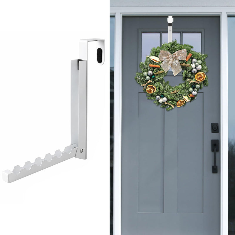 Over Door Hooks Hanger,Foldable Over Door Drying Laundry Hooks for Hanging Clothes 6 Groves Over Door Towel Racks for Clothes,Coat, Behind Back of Door Bathroom, Bag and Robe 2Pcs(White) White 2 Pieces