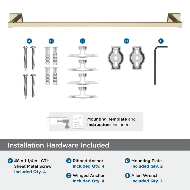 Amerock BH36074BBZ | Golden Champagne Towel Bar | 24 in (610 mm) Towel Rack | Appoint | Bathroom Towel Holder | Bathroom Hardware | Bath Accessories