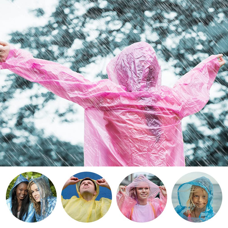 6 Pcs Disposable Emergency Rain Ponchos, Waterproof Raincoat In Keychain Ball, Adult Rainwear for Camping, Cycling One Size 6 Colors