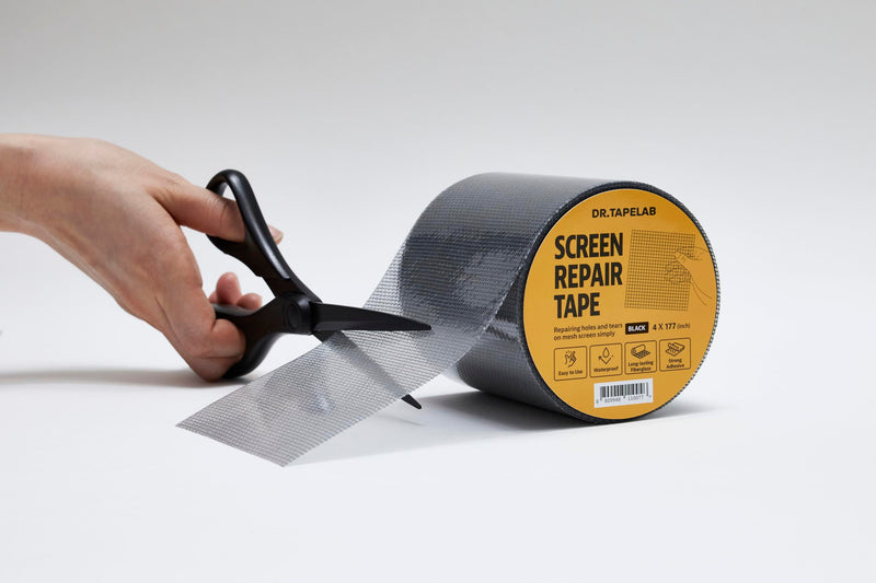 Window Mesh Screen Repair Kit Tape, Black, 4"x177", Strong Adhesive & Waterproof, Covering up Holes and Tears Instantly, for Window and Screen Door, Fiberglass (Black) (Black, 4in x 15FT) - NewNest Australia