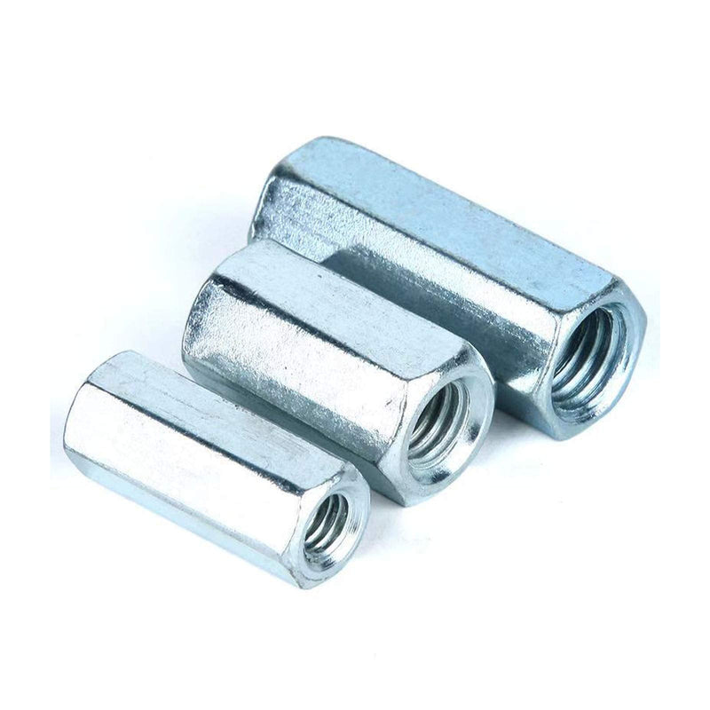 10 Pcs M6 x 1 x 18mm Long Rod Coupling Hex Nut Connector Zinc Plated Joint Nut Industrial Construction Fasteners M6x1x18mm(Hex)