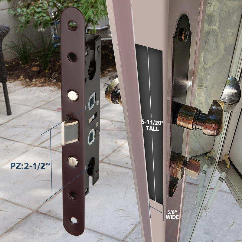 2 Point Bolt Mortise Lock Body Fit Pella Storm Doors (Cranberry) Cranberry