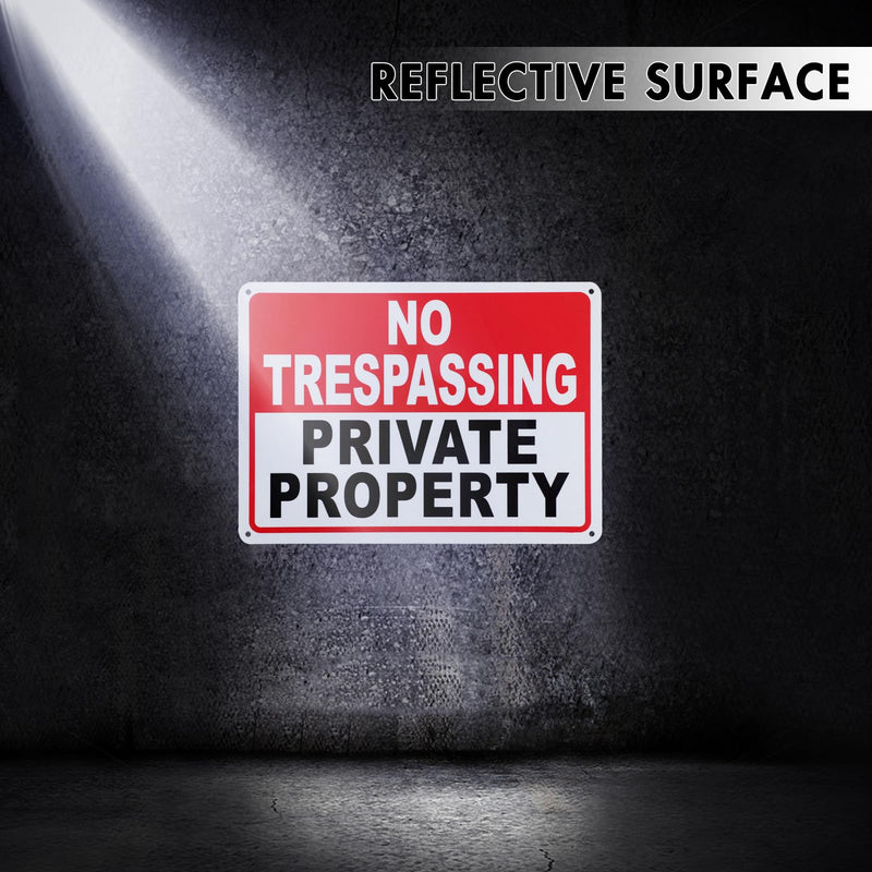 2 Pack No Trespassing Signs Private Property Metal Signs 10x7 Inch 40 Mil Rust Free Aluminum, UV Printing, Weatherproof, Easy to Read & Mount, Security Keep Out Outdoor Sign for Home Business 2PC-Private Property Sign