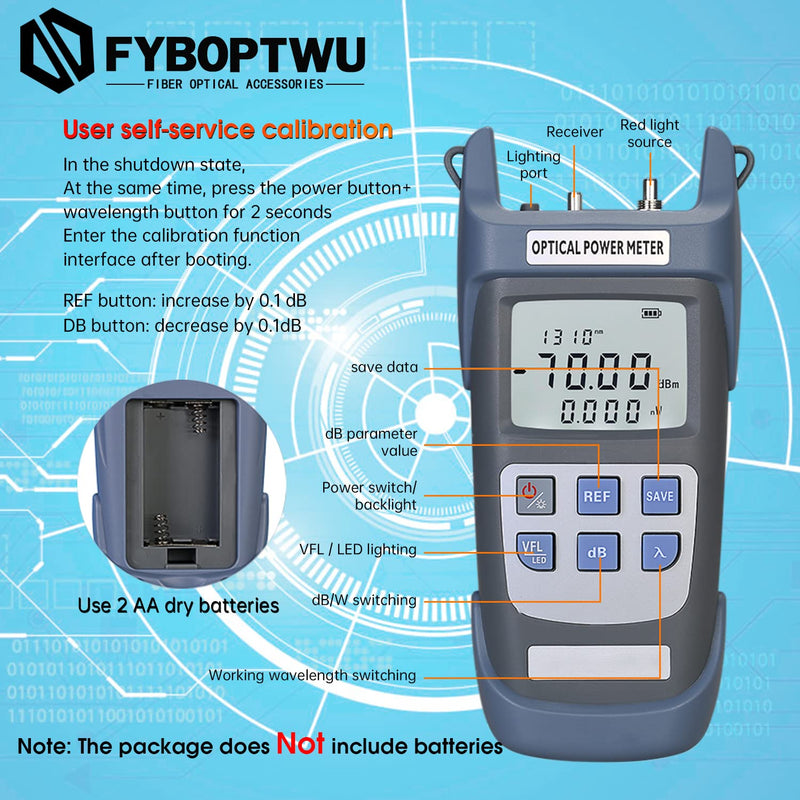1pc 3 in 1 Function Fiber Optic Tester Portable Optical Power Meter (FC/SC/ST) & VFL 1mw Visual Fault Locator & LED, OPM & VFL Fiber Optic Tester, Range: (-70) dBm ~ (+10) dBm