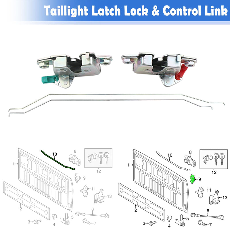 1Pair Tailgate Latch Lock with Control Link Compatible with Toyota Tundra 2007-2021 Replaces 65780-0C041 65790-0C041 65655-0C011 65656-0C011 Left Right Side 4 Pieces