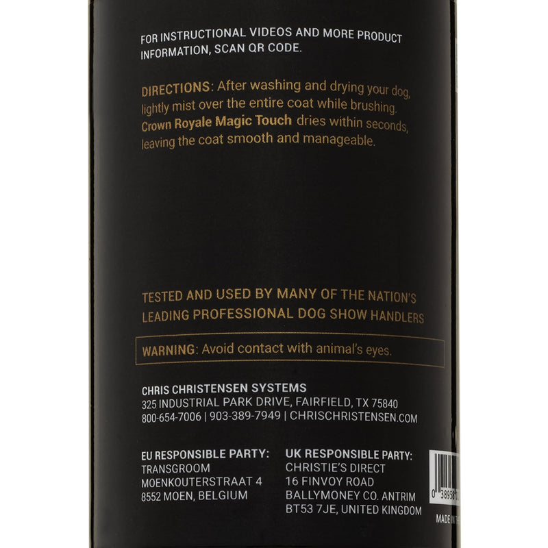 Crown Royale Magic Touch Formula 1 Pet Grooming Spray Ready-to-Use, No Heavy Build-Up, Finishing Spray, Prevents Coat Matting, Formulated with Conditioners, Made in USA, 16 oz