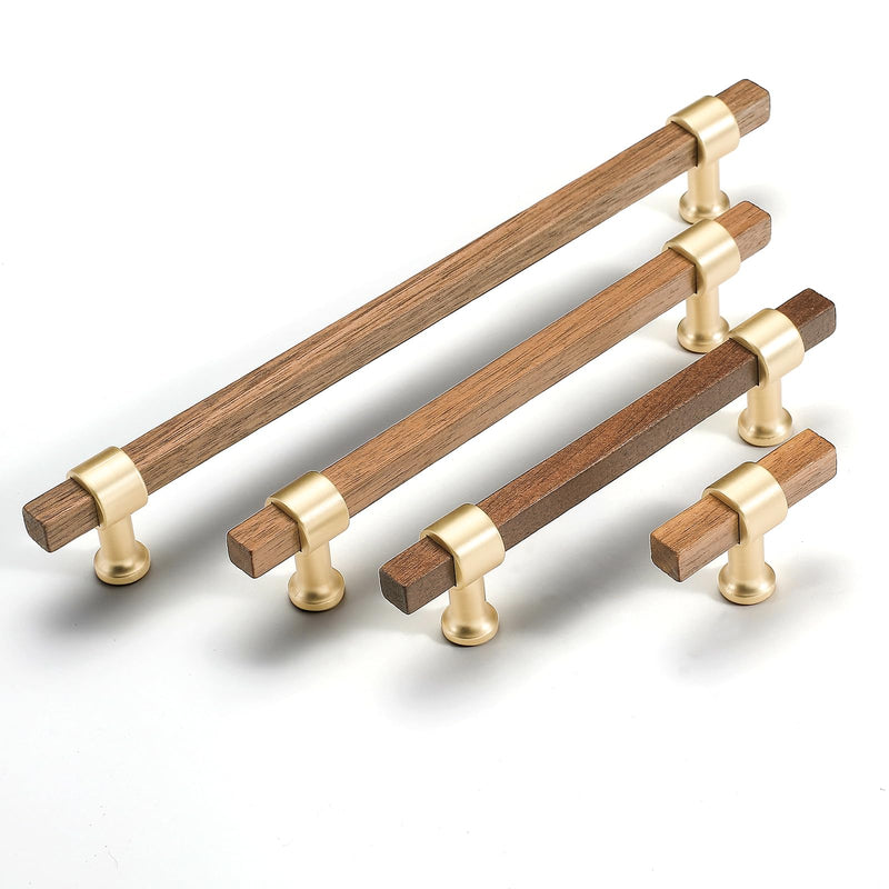 （6 Pack Walnut Wooden Drawer Pulls Beech Wood Drawer Handles Wood Hardware for Cabinets Dressers Wood Cabinet knobs Wooden knobs for cabinets and Drawers 6 Walnut -k
