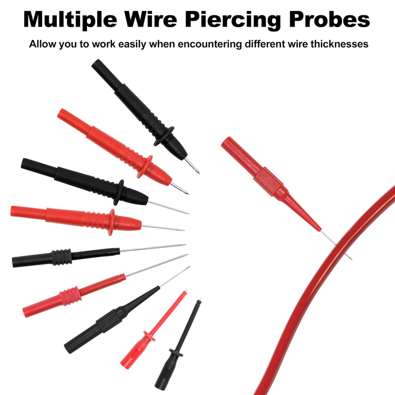 27PCS Multimeter Test Leads Kit,Professional and Upgraded Test Leads Set with Alligator Clips, Test Hook Clip, Banana Plug and Piercing Probe Clip for Multimeter Electrical Testing