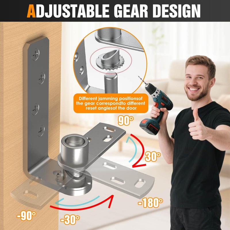 Cafe Door Hinges,Saloon Door Hinge,Swinging Door Hinges,Self Closing,304 Stainless Steel,for Saloon Doors、Cafe Doors、Swinging Doors、Courtyard Door (Silver-2PCS, Big) Silver-2PCS