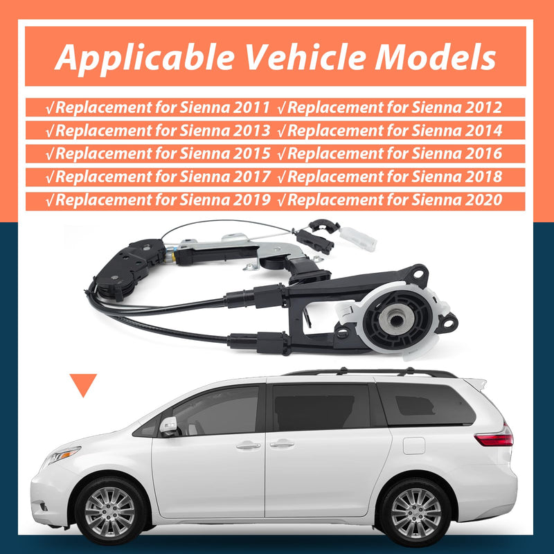 Rear Left Driver Side Power Sliding Door Cable Replacement for Toyota for Sienna 2011-2020 Auto Door Spool Control Bracket Cable Without Motor Replace 85016-08011 85016-08010 Linkage Assembly 85016-08011 Left