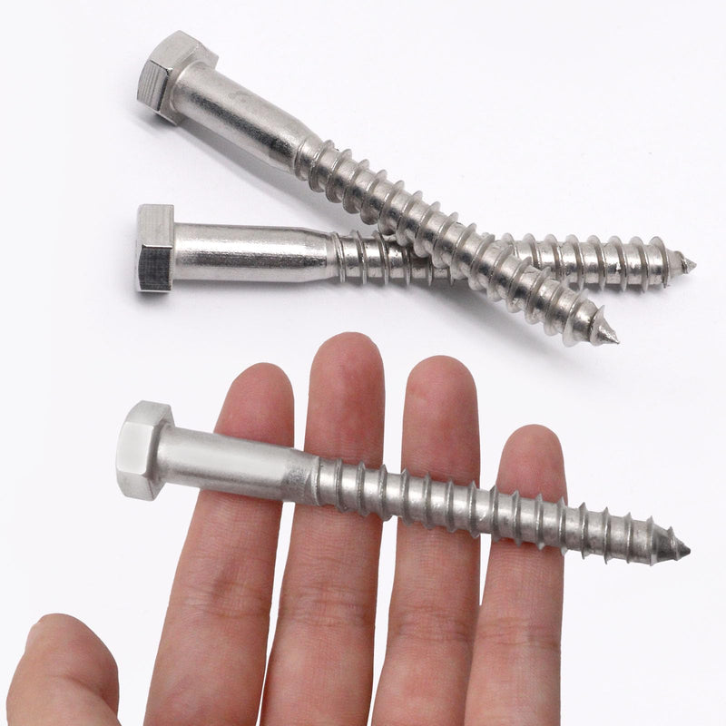 3/8" X 3-1/2" Hex Lag Screws, 304 Stainless Steel Lag Screws Bolts for Wood (10pcs) 10 3/8" X 3-1/2"