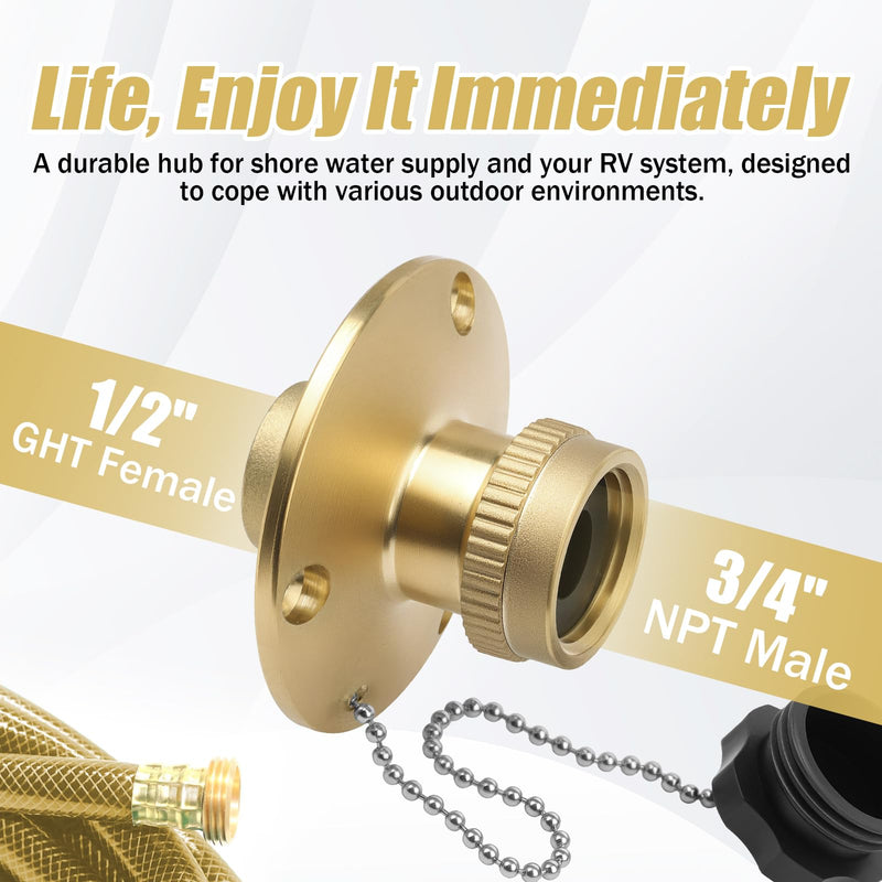 513110-1 Fresh Water Inlet, for Sea Dog 1/2" FIPT x 3/4" FGHT Swivel Hose Adapter for Boat & RV Freshwater System Connection