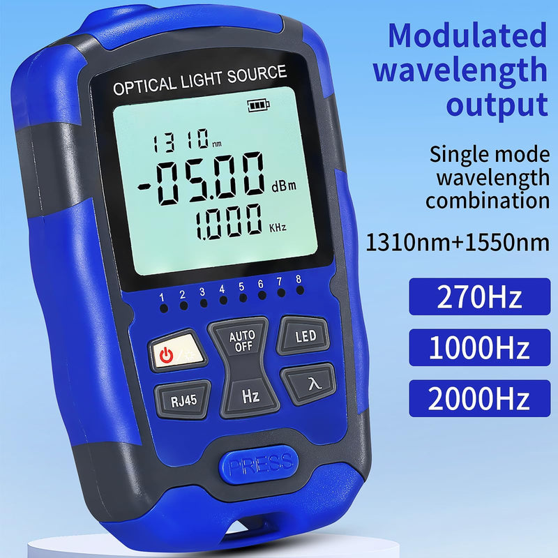 Rechargeable Fiber Optic Light Source A-MC1315 Fiber Optic stabilized Light Source RJ45 Network Testing Single-Mode Dual wavelength 1310 1550nm Suitable for SC/FC/ST/LC Interface with 1 FC-LC Adapter