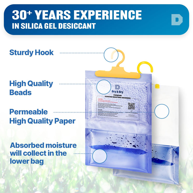 Dry & Dry 12 Pack[7 OZ] Premium Moisture Absorbers Dehumidifiers for Home Dehumidifier for Basement Dehumdifiers for Bedroom Small Dehumidifiers - Dehumidifiers Moisture Absorber