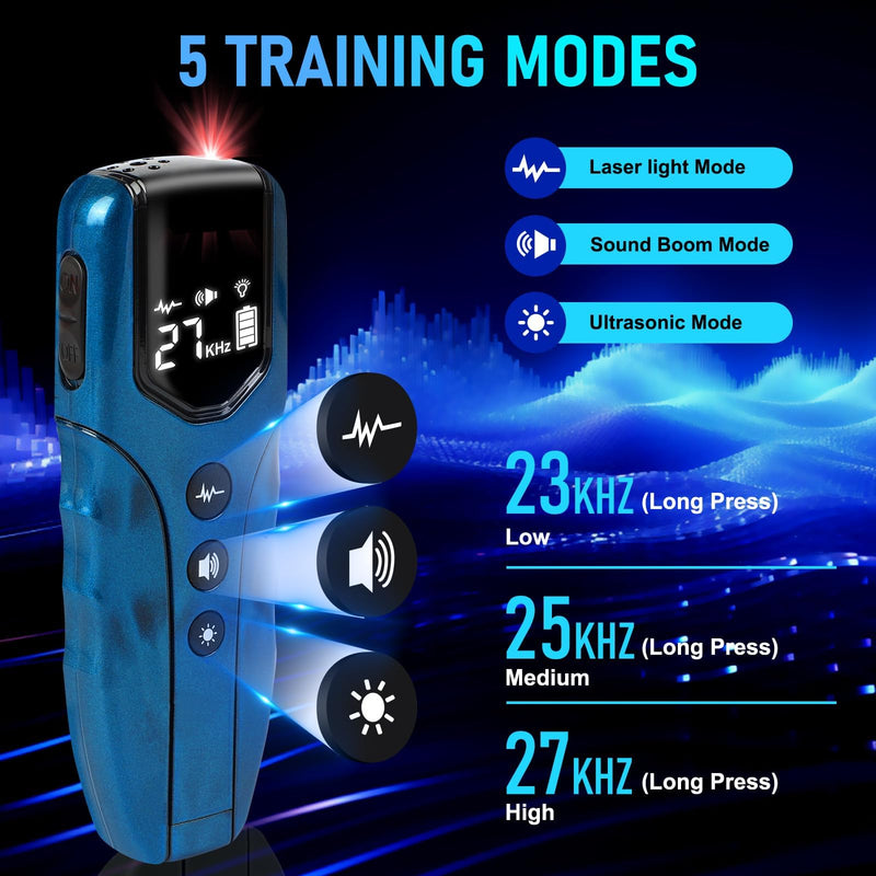 Dog Bark Deterrent Device, Anti Barking Device for Dogs 35ft Long Range, Ultrasonic Dog Training Device to Stop Barking Neighbors Dog, 5 Modes| Safe & Effective for Small, Medium & Large Dogs,Blue