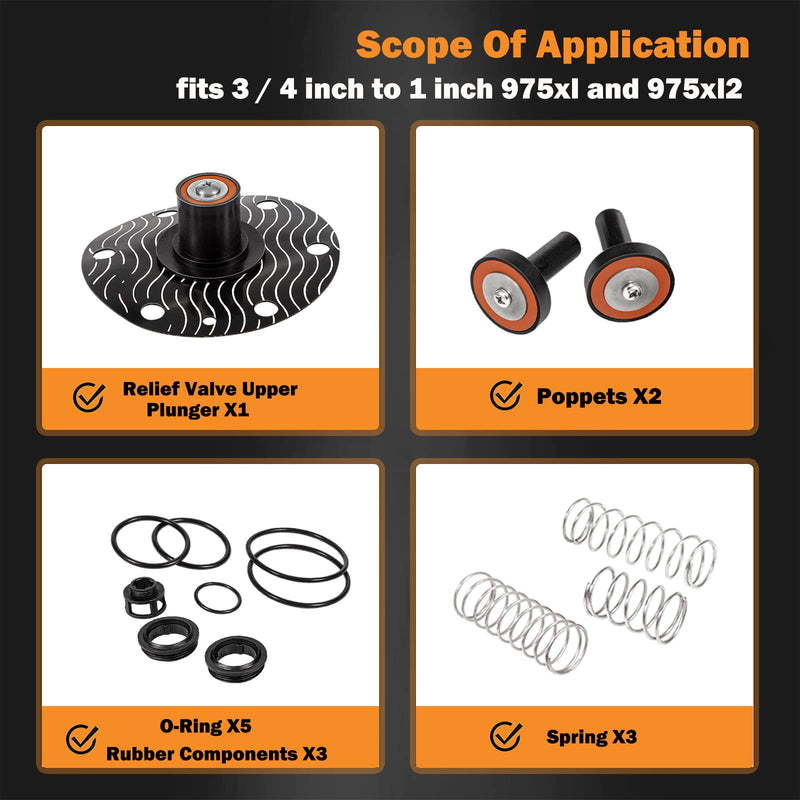 3/4"-1" Complete Repair Kit Fits Replace for Zurn Wilkins 975XL and 975XL2 Replacement，Complete Backflow Repair Kit