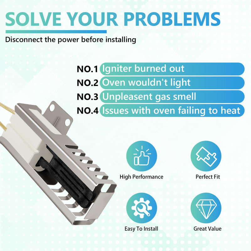 Gas Range Oven Igniter W10918546 Fit for Whirl-pool (SF1/2/3, TGP, VSF, WFG, YSF) Ama-na Es-tate Ma-gic Chef Ro-per Replaces AP6037202 PS11770066 EAP11770066 W10140611 3186491 W10918546VP by BOGDA