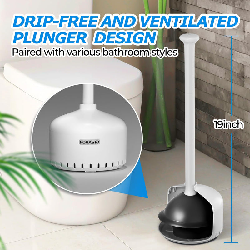 Toilet Plunger with Holder,Plungers for Bathroom with Holder,Heavy Duty Plunger with Cover,Bathroom Decor，Bathroom Accessories，Toilet Bowl Cleaners,White White