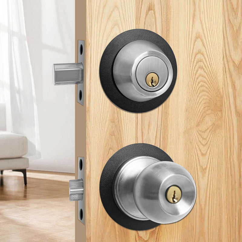 Door Knob Plates Round Version, Matte Black, Thick, Door Reinforcement Plate, Scar Plates for Door Knob/Deadbolt, Door Handle Cover Filler Fixing Repair Backplate (2 Pcs, Matte Black) 2
