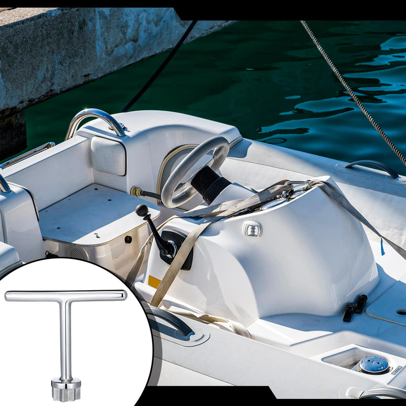 MorningRo Stainless Steel 23 mm T-Handle Star Pattern Key for Deck Plate and Deck Fills Portable Winches Key Versatile Sailboat Tool Rust-Resistant Maritime Tools