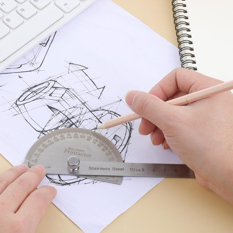 Stainless Steel Angle Protractor 0-180 Degrees Angle Ruler Finder 10 cm Woodworking Ruler Adjustable Angle Protractor Angle Finder Ruler Craftsman Angle Measure Tool Angle Measure Tool