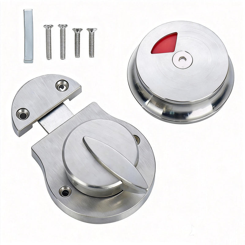 Stainless Steel Occupied/Vacant Bathroom Lock，Keyless Latch Indicator Lock - Easy Install Privacy Latch for Public & Commercial Restrooms（Silver ）