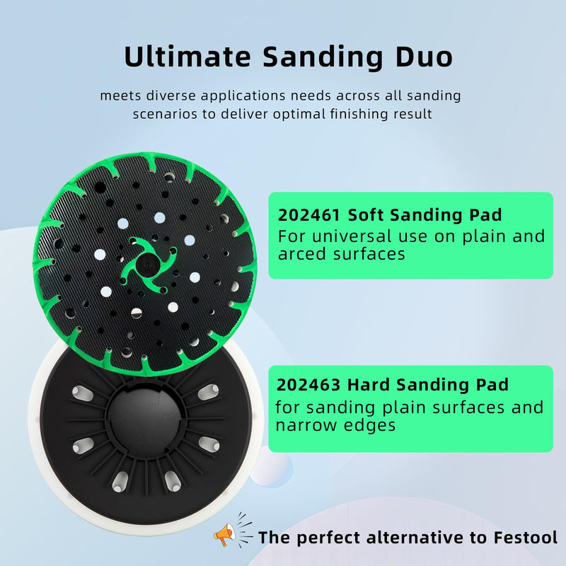 202461 Soft Sanding Pad + 202463 Hard Sanding Pad Compatible with Festool RO 150 FEQ Sander, 6 Inch Back-up Sanding Discs (2-Pack) 2 202461 +202463