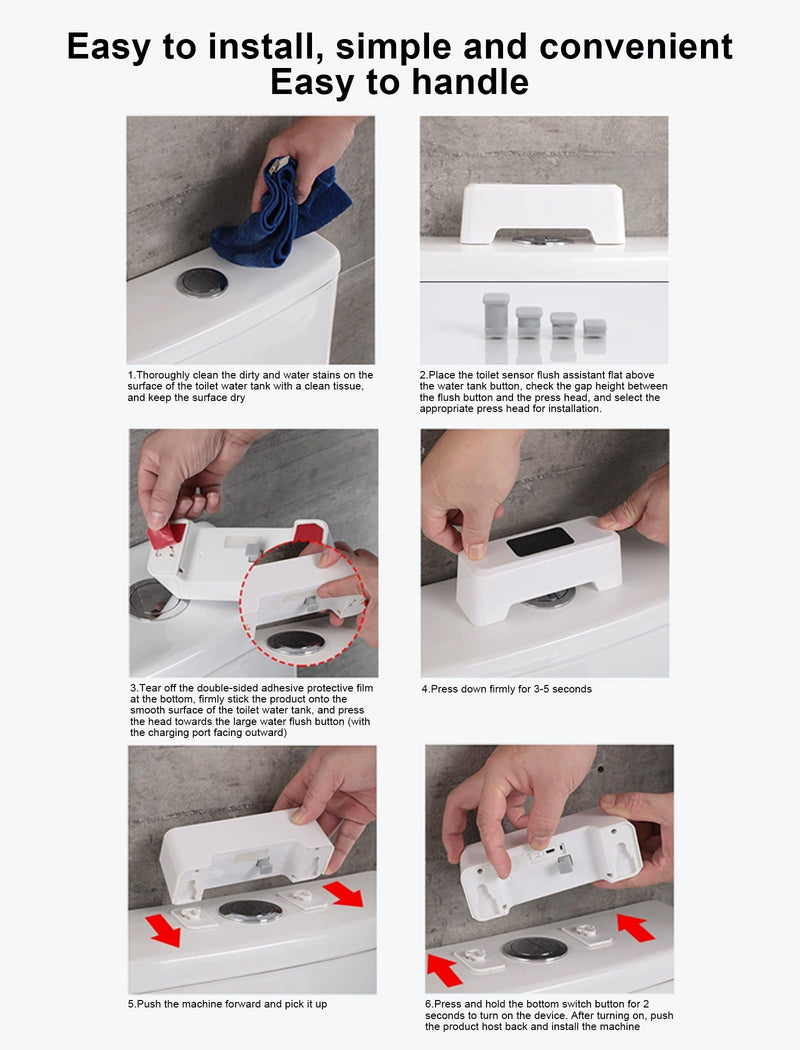 Touchless Toilet Flush, External Infrared Automatic Sensor Toilet Flusher 0.25S Induction Automatic Touchless Toilet Flusher Hands Toilet Flushing Kit(white) Toilet Flush Valves