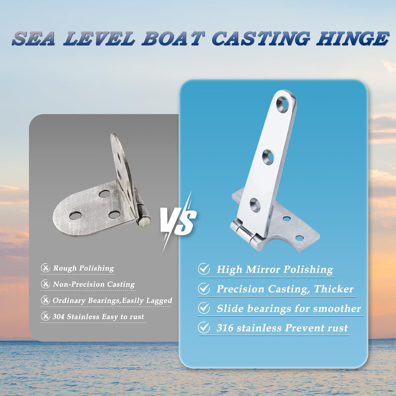 YANYUCB T Shape Boat Casting Hinge 316 Marine Stainless Steel Cabinet Hardware Door Hinge Marine Hardware for Boat Yacht (6 inch x 3 inch 2 Pack) 6 inch x 3 inch 2 Pack