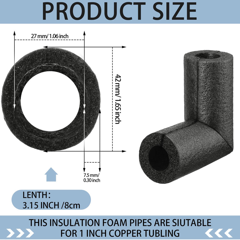 Frienda 8 Pack Pipe Insulation Foam Tube Elbow Insulation Tubing Elbows Water Freeze Protection Heat Preservation Foam Tube for Tubing Outdoor Water Pipe Insulation Water Pipe Protection (1 Inch) 1 Inch
