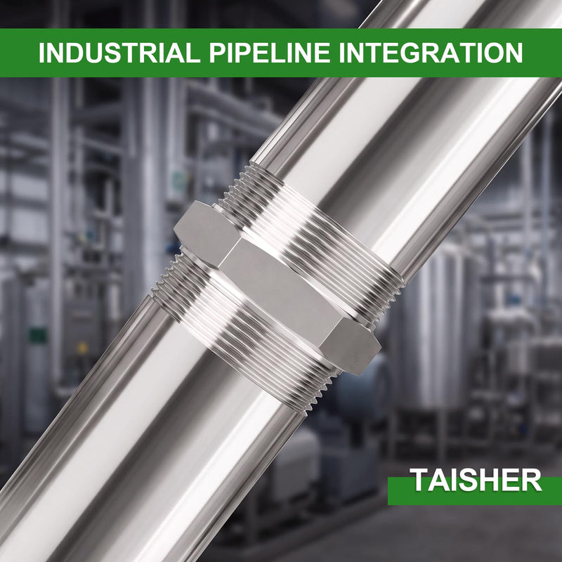 TAISHER 1pcs Hex Nipple 304 Stainless Steel NPT 3"NPT Male Pipe Fitting 3"MNPT 1