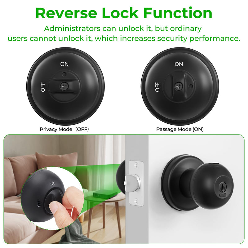 FITNATE Fingerprint Door Lock, Smart Fingerprint Door Knob, Biometric Door Lock Keyless Entry Door Knob for Bedroom, Apartment, Hotel, Office