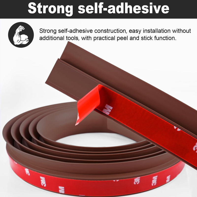 10Ft Carpet Floor Transition Strip, Self Adhesive Floor Edging Trim Strip, PVC Threshold Cover for Doorway, Floor Divider Strip Suitable for Threshold Transitions with a Height Less Than 5 mm - Coffee 10Ft