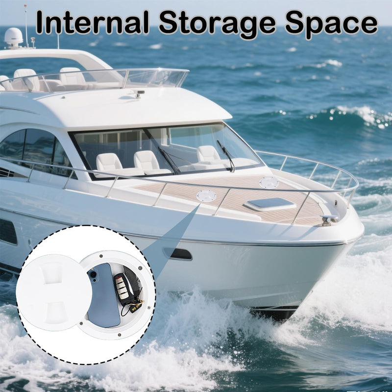 Boat Hatch Cover 5 inch, Non Slip Inspection Hatch White Round Deck Plate for Boats, Detachable Boat Deck Plate for Marine Boat Ships Yacht Truck RV, Attached Screws 5 inch 1pcs