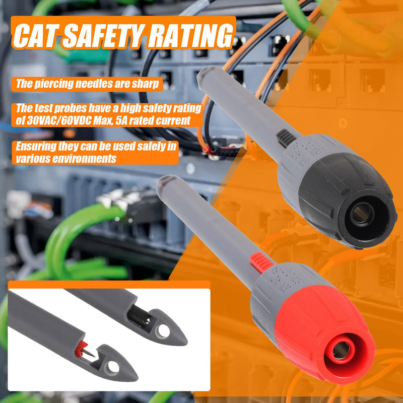 Heavy Duty Wire Piercing Probe Insulation Piercing Clip Set with 4mm Push Banana Plug for Multimeter Test Leads Multi Testers Needle Accessories