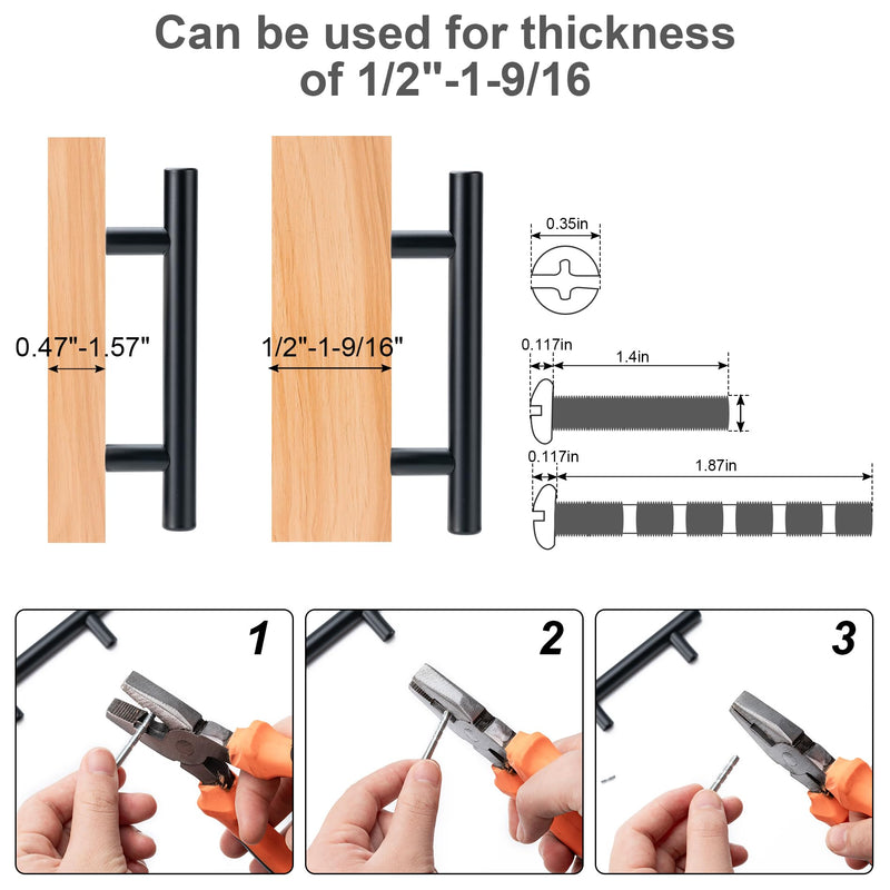 10 Pack Cabinet Pulls Matte Black Stainless Cabinet Handles, for Kitchen and Bathroom Cabinets, 5 Inch Length, 3 Inch Hole Center 1 Black-10 Pack