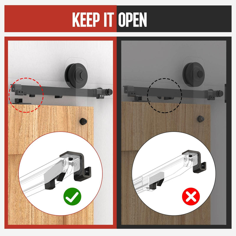 Barn Door Hardware Kit – Soft Close No-Drill (2PCS) | Hydraulic damper for 88-132 lb doors; anti-slam, silent close; protects fingers/pets; fits bedroom, bathroom, closet, pantry Black 2
