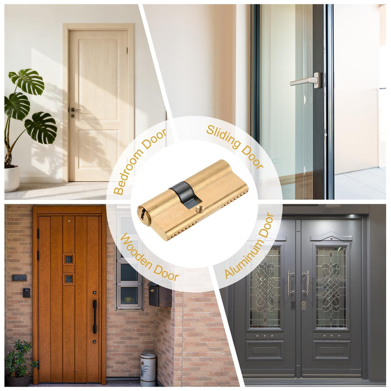 Solid Brass Lock Cylinder (75mm 32.5/42.5) - Double Lock Doors Lock Cylinder Replacement with Mounting Screw and 8 Keys for Wooden and Aluminum Doors 75mm 32.5/42.5
